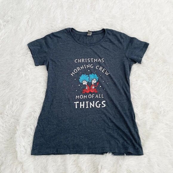 Tops - Women Christmas Morning Crew T-Shirt in Heathered Gray Small